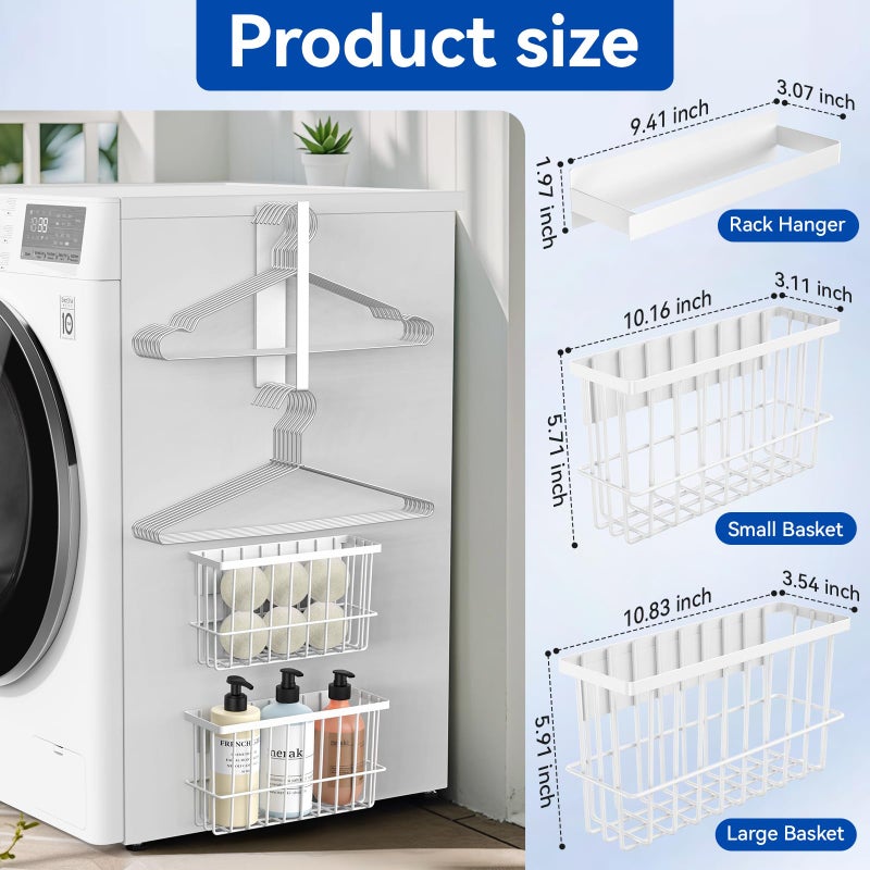 Detukna Magnetic Dryer Ball Holder and Magnetic Hanger Holder for Laundry Room Organization and Storage  Magnetic Lint Bin for Laundry Room  Iron Basket Dryer Ball Container for Laundry Room Storage (White) - Image 3